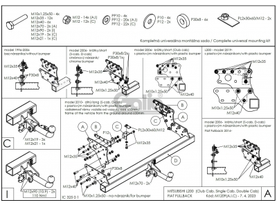 Фаркоп оцинкованный Galia шар A для Mitsubishi L200/Fiat Fullback 1996-2021
