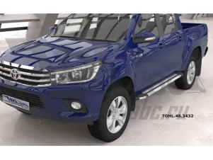 Пороги алюминиевые Brillant серебристые для Toyota Hilux № TOHL.48.3432